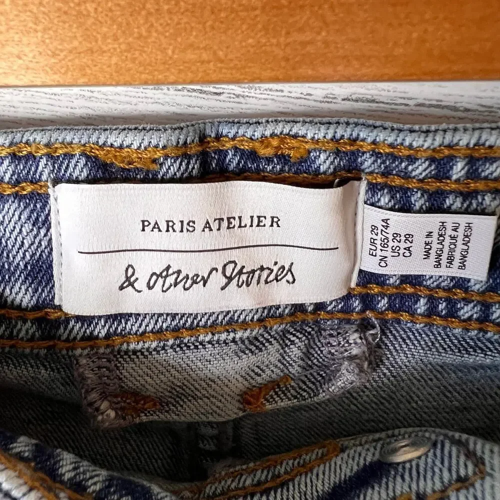 Paris Atelier & Other Stories Jeans Womens Size 29 Patch Pockets Wide Leg